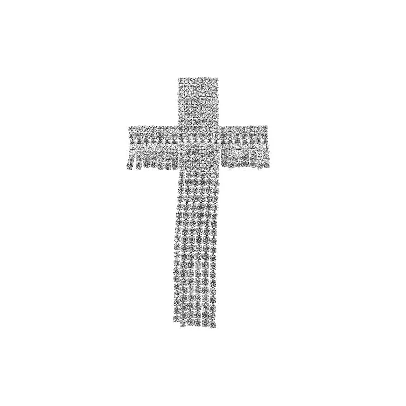 SILVER CROSS BROOCH CLEAR STONES ( 31349 CRS ) made by Rebecca Minkoff