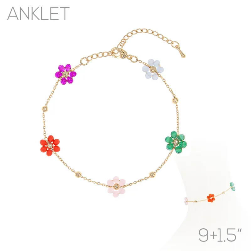 GOLD MULTICOLOR FLOWER ANKLET ( 84507 AMUG ) made by Rebecca Minkoff