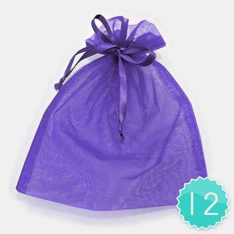 6.75" X 9.5" PURPLE Organza Gift Bag 12 Pieces XL ( 1003 ) made by Oh My Jewelry