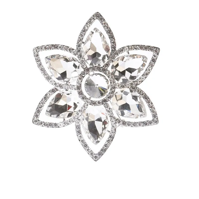 SILVER FLORAL BROOCH CLEAR COLOR STONES ( 1386 SCL ) made by Oh My Jewelry