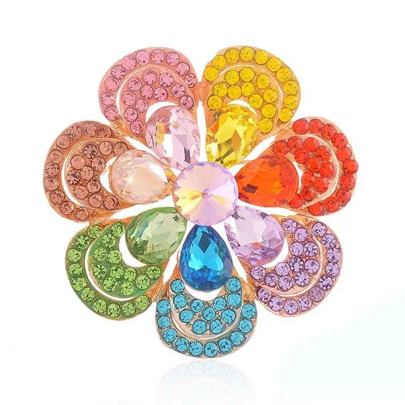 CRYSTAL FLOWER PIN BROOCH ( 1616 MULT ) made by Oh My Jewelry
