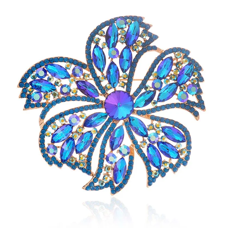 LARGE CRYSTAL FLOWER BROOCH ( 1536 HT ) made by Oh My Jewelry