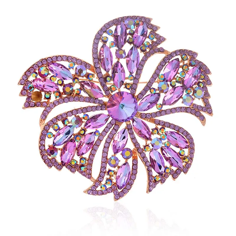 LARGE CRYSTAL FLOWER BROOCH ( 1536 VL ) made by Oh My Jewelry