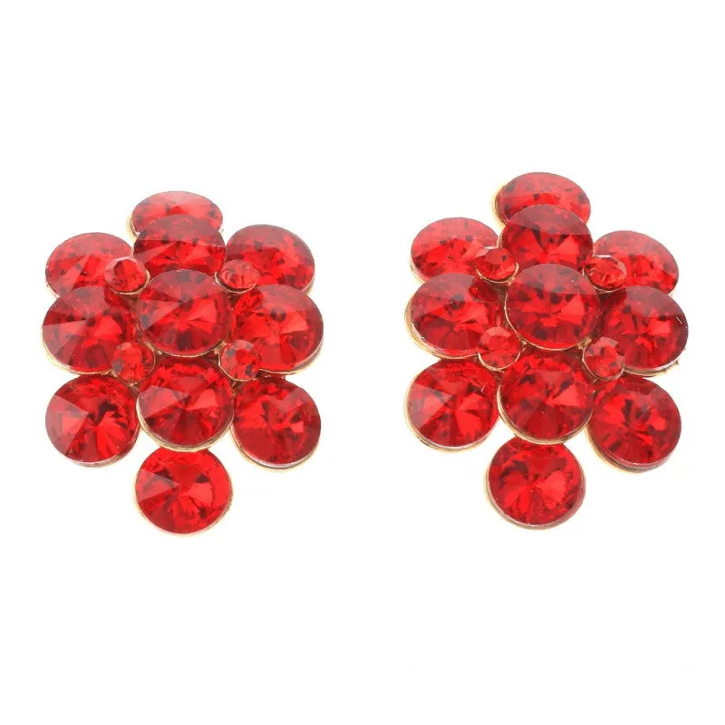 GOLD CLIP ON EARRINGS RED STONES ( Er 1292 GRED ) made by Oh My Jewelry