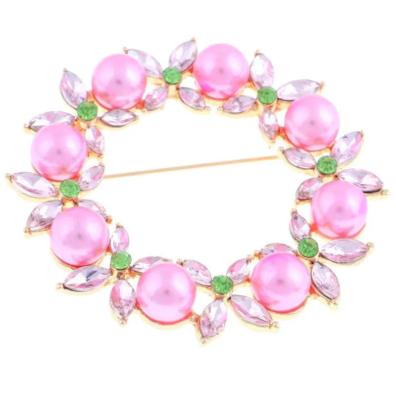 GOLD WREATH WITH PINK AND GREEN PEARLS AND STONES ( 1351 ) made by Oh My Jewelry