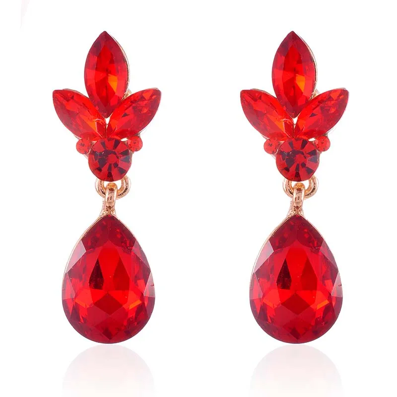 RED STONE CRYSTAL EARRINGS ( 2563 RED ) sold by Oh My Jewelry