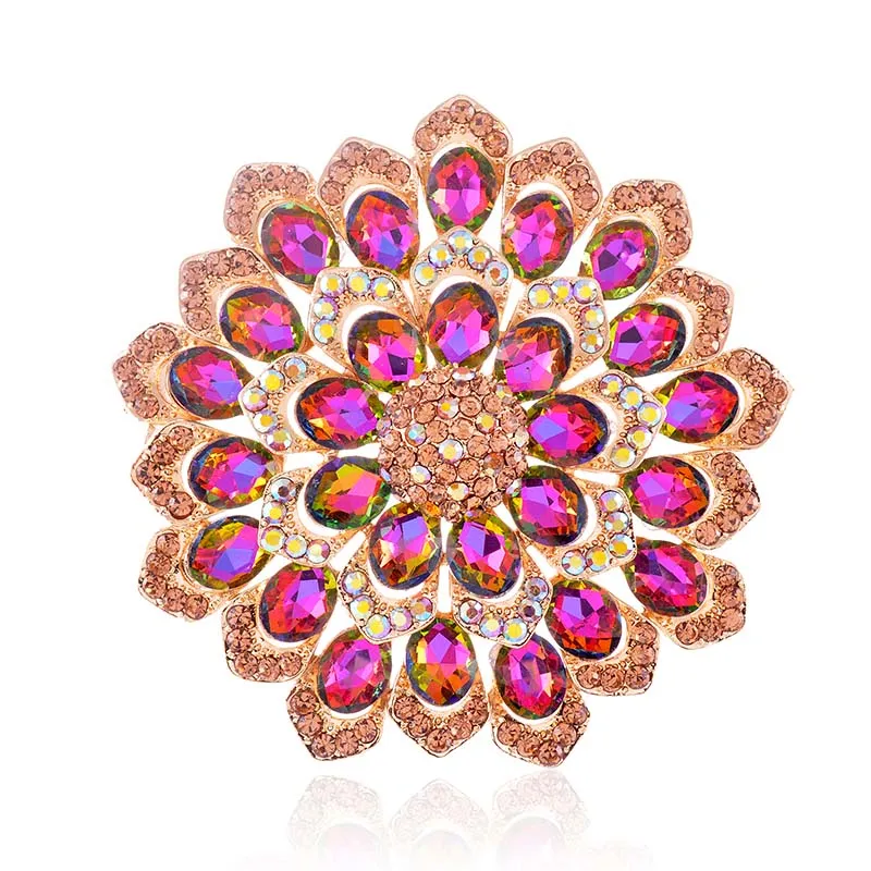 LARGE CRYSTAL FLOWER PIN ( 1528 VM ) made by Oh My Jewelry
