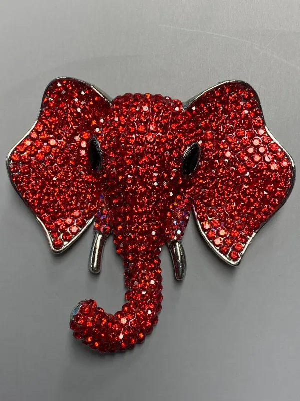 SILVER ELEPHANT BROOCH RED STONES ( 1378 SRED ) made by Oh My Jewelry
