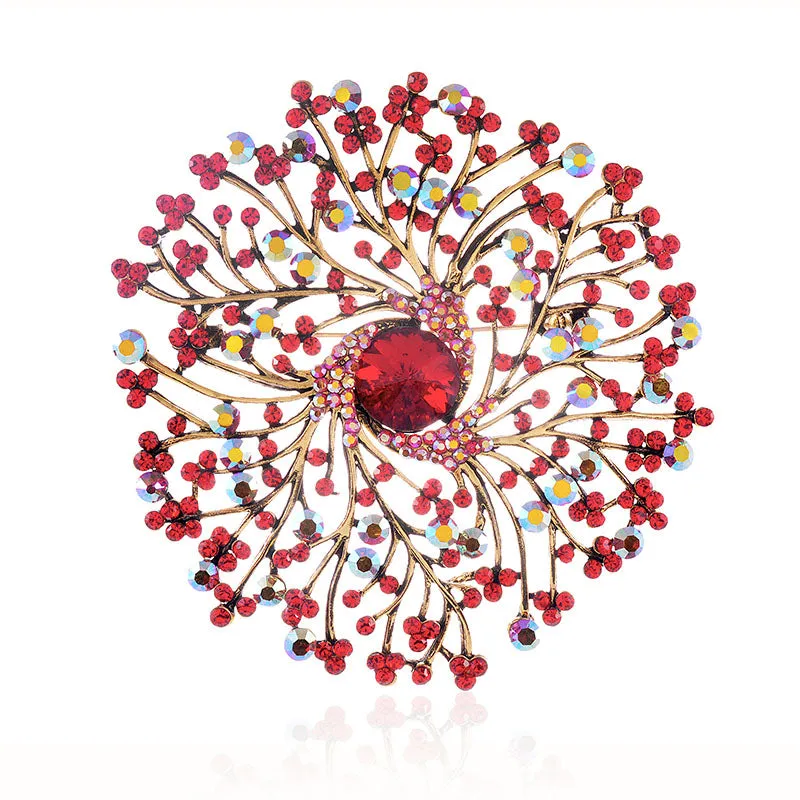 RED LARGE FLOWER CRYSTAL BROOCH ( 1513 RED ) made by Oh My Jewelry
