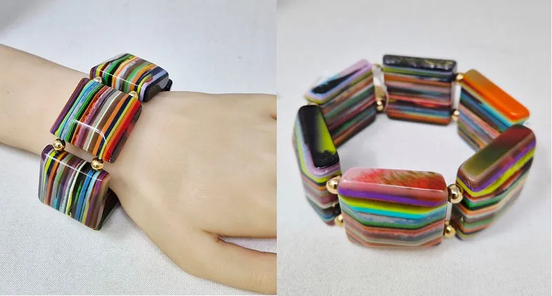 MULTICOLOR STRETCH BRACELET ( 10465 G ) sold by Oh My Jewelry