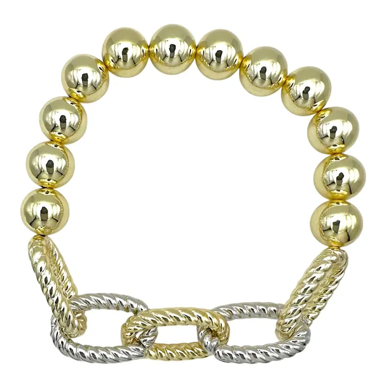 SILVER GOLD STRETCH BRACELET ( 1746 B ) made by Oh My Jewelry