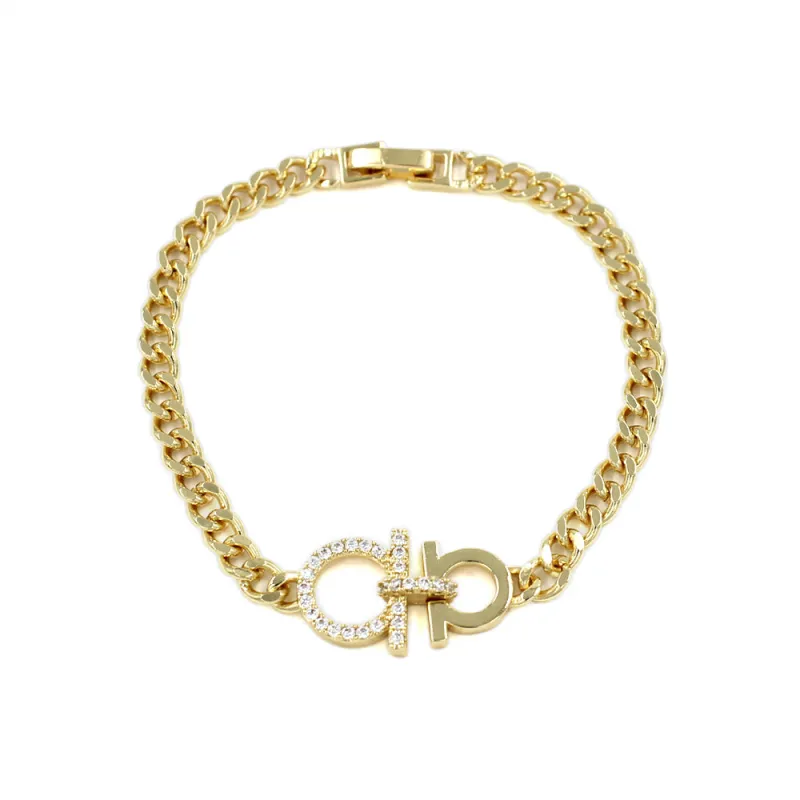 GOLD BRACELET CLEAR STONES ( 2276 GD ) made by Oh My Jewelry