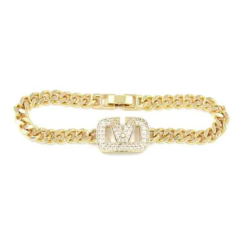 GOLD BRACELET CLEAR STONES ( 2246 GD ) sold by Oh My Jewelry