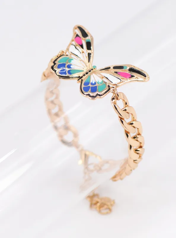 GOLD BRACELET BUTTERFLY ( 2493 GLBLU ) made by Fiesta