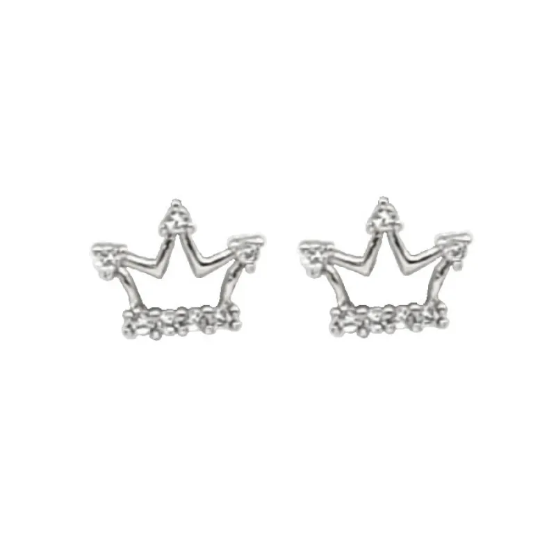 SILVER CROWN EARRINGS CLEAR CZ STONES ( 380 SL ) sold by Oh My Jewelry
