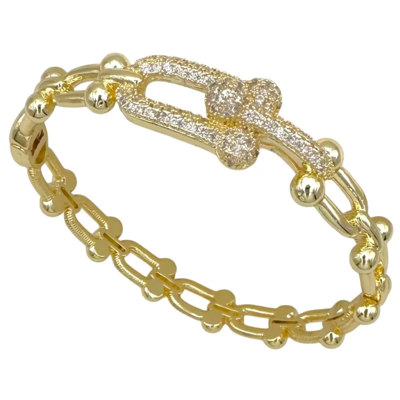 GOLD BANGLE CLEAR CZ STONES ( 1535 BG ) made by Oh My Jewelry