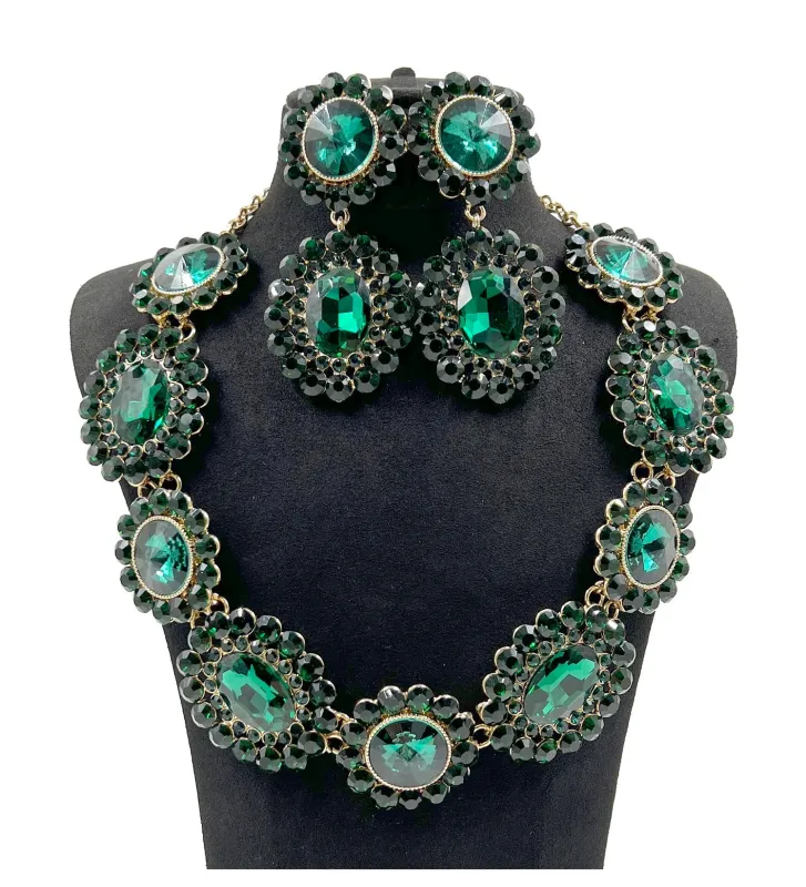 GREEN NECKLACE SET ( 0086 2G ) made by Oh My Jewelry