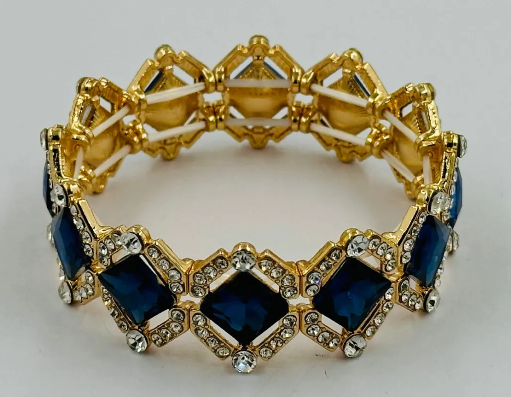 GOLD BLUE STRETCH BRACELET ( 428 GMO ) made by Oh My Jewelry