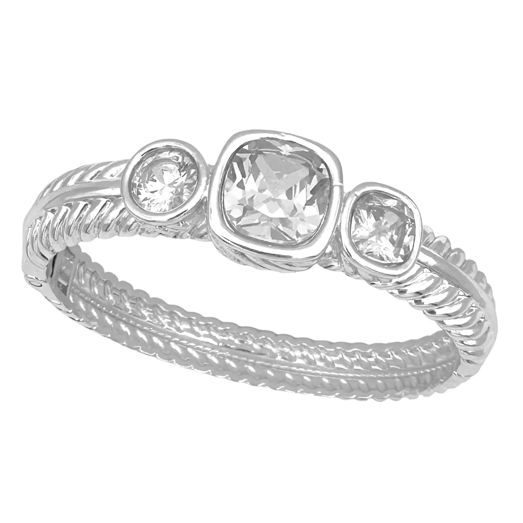 SILVER BANGLE CLEAR STONES ( 1372 BXC ) sold by Oh My Jewelry