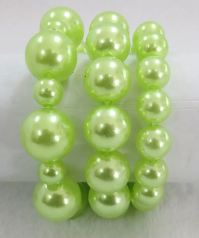 3 LAYER GREEN STRETCH BRACELET ( 593 GN ) made by Oh My Jewelry