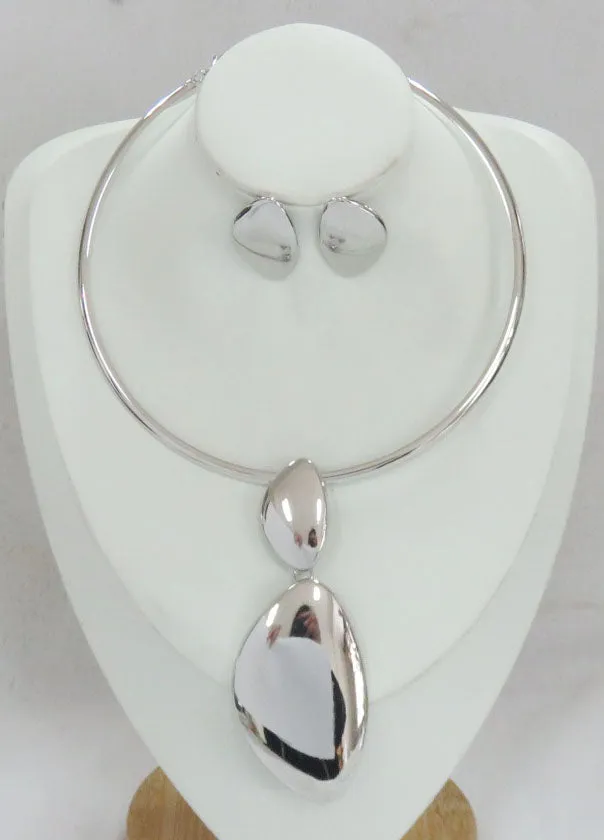 SILVER CHOKER NECKLACE SET ( 5382 S ) sold by Oh My Jewelry