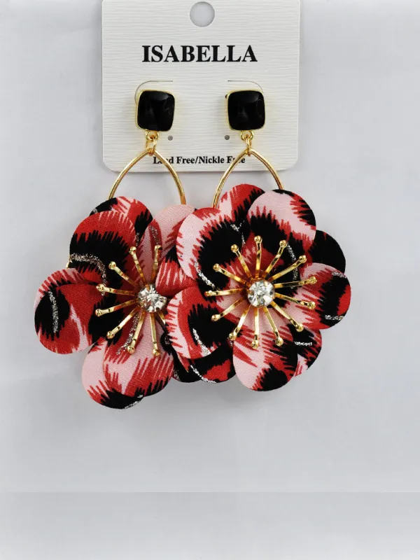 RED FLOWER EARRINGS ( 254504 R ) made by Oh My Jewelry