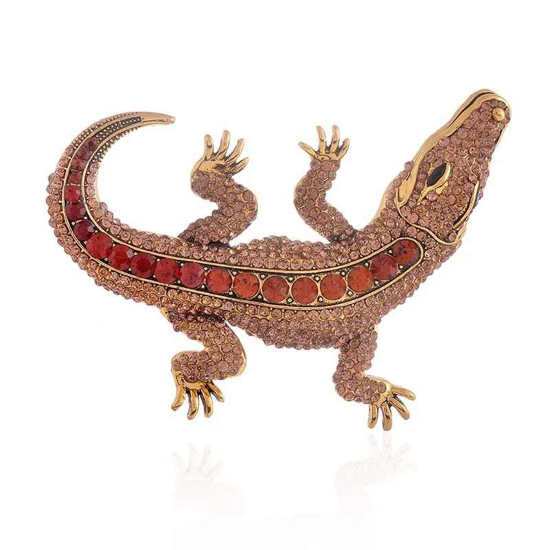 GOLD BROWN ALIGATOR BROOCH ( 1626 BRN ) made by Oh My Jewelry