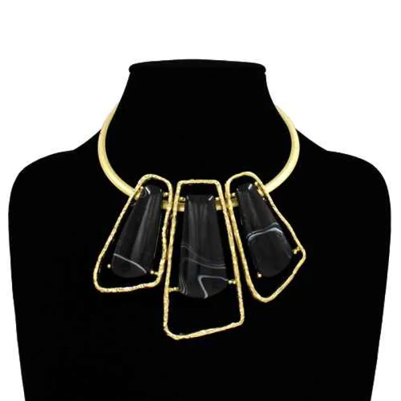 GOLD BLACK NECKLACE ( 2289 GDBK ) made by Oh My Jewelry