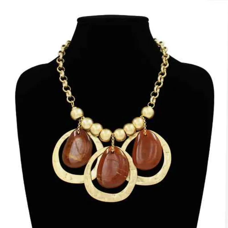 GOLD TOPAZ BROWN NECKLACE ( 2287 GDTT ) made by Oh My Jewelry