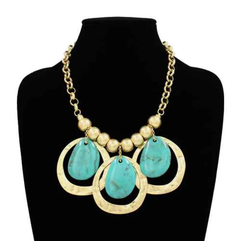 GOLD TURQUOISE NECKLACE ( 2287 GDTQ ) made by Oh My Jewelry