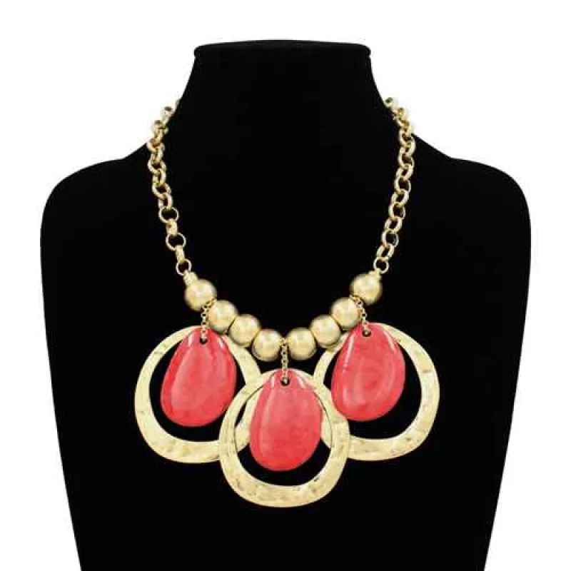 GOLD RED NECKLACE ( 2287 GDRED ) made by Oh My Jewelry