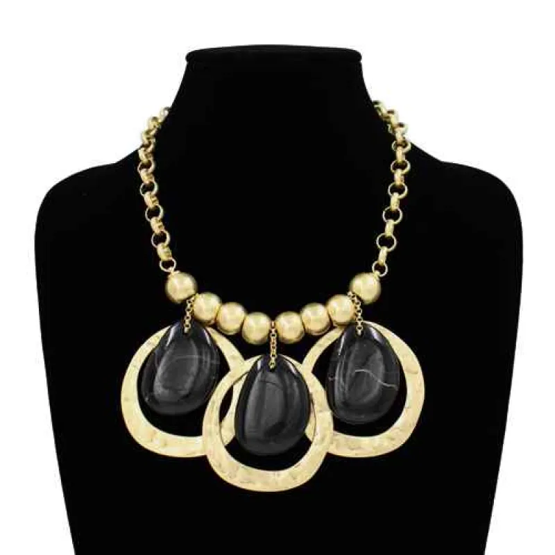 GOLD BLACK NECKLACE ( 2287 GDBK ) made by Oh My Jewelry
