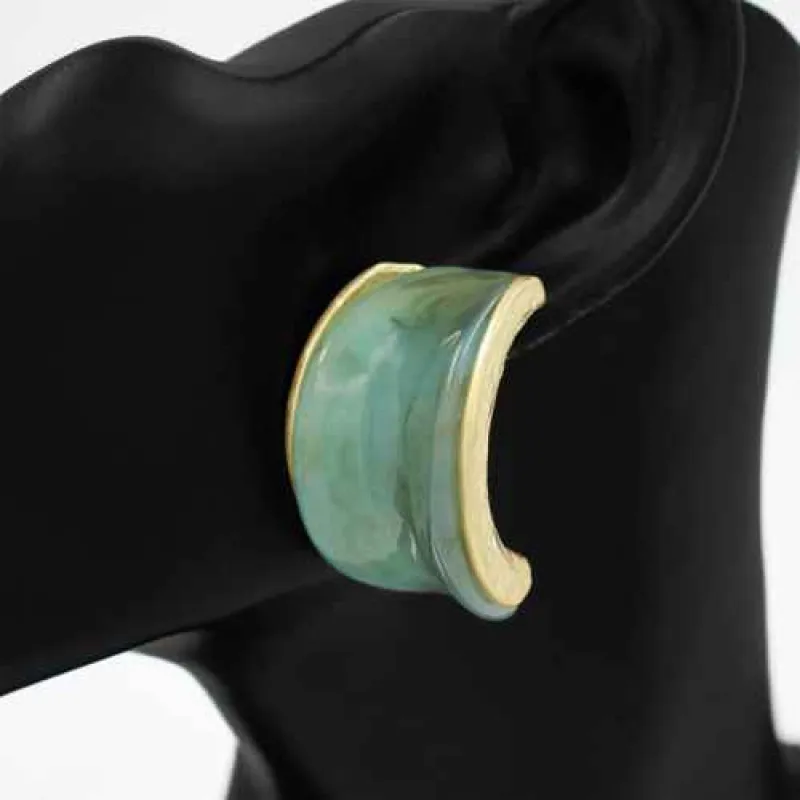 GOLD BLUE EARRINGS ( 1169 GDBZ ) made by Oh My Jewelry