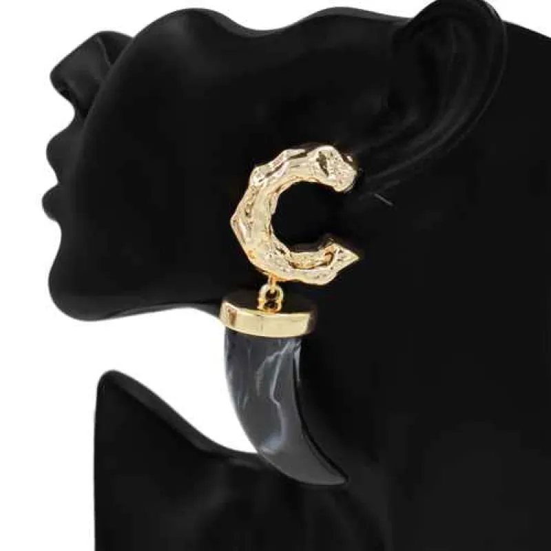 GOLD BLACK EARRINGS ( 1149 GDBK ) made by Oh My Jewelry