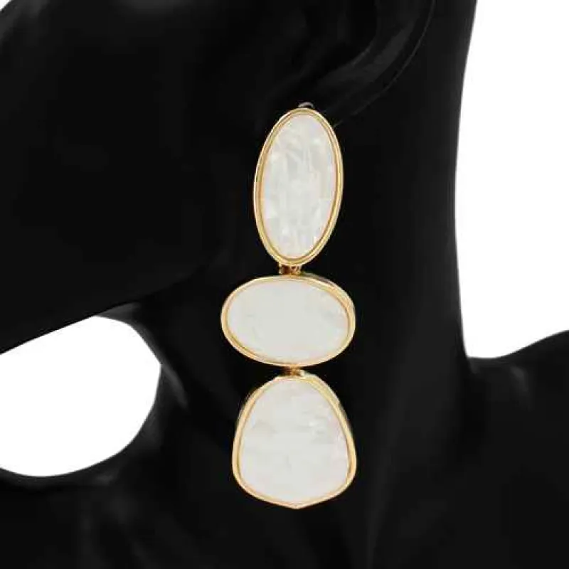 GOLD WHITE EARRINGS ( 1134 GDWT ) made by Oh My Jewelry
