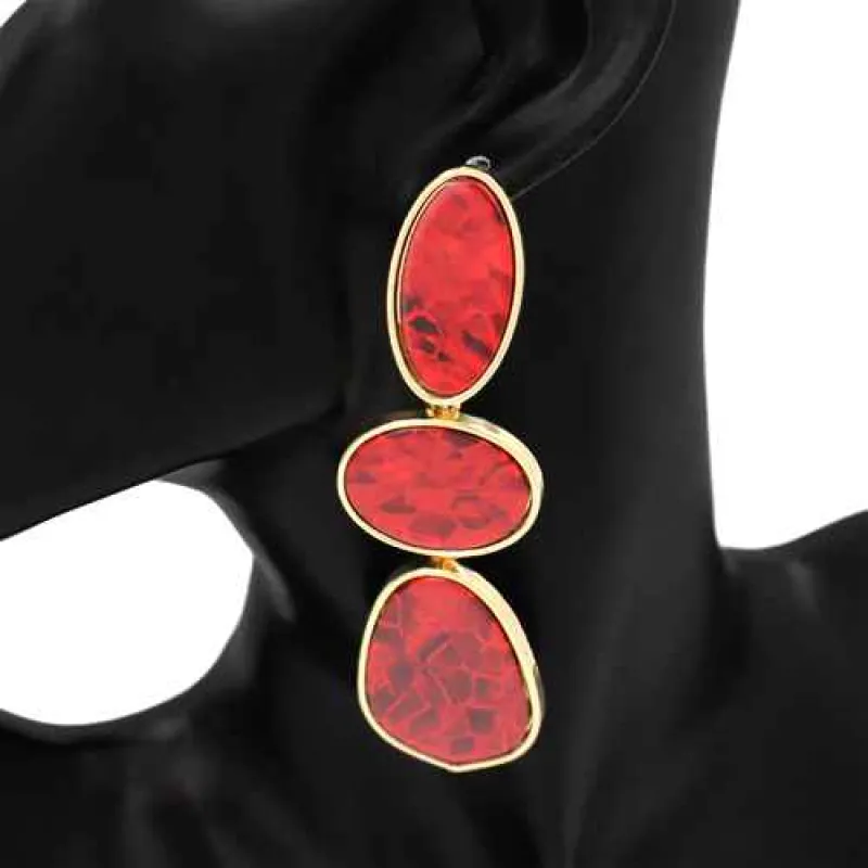 GOLD RED EARRINGS ( 1134 GDRED ) made by Oh My Jewelry
