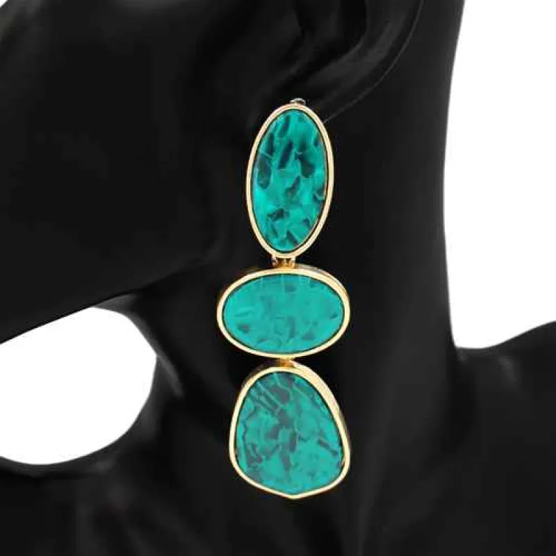 GOLD GREEN EARRINGS ( 1134 GDGN ) made by Oh My Jewelry