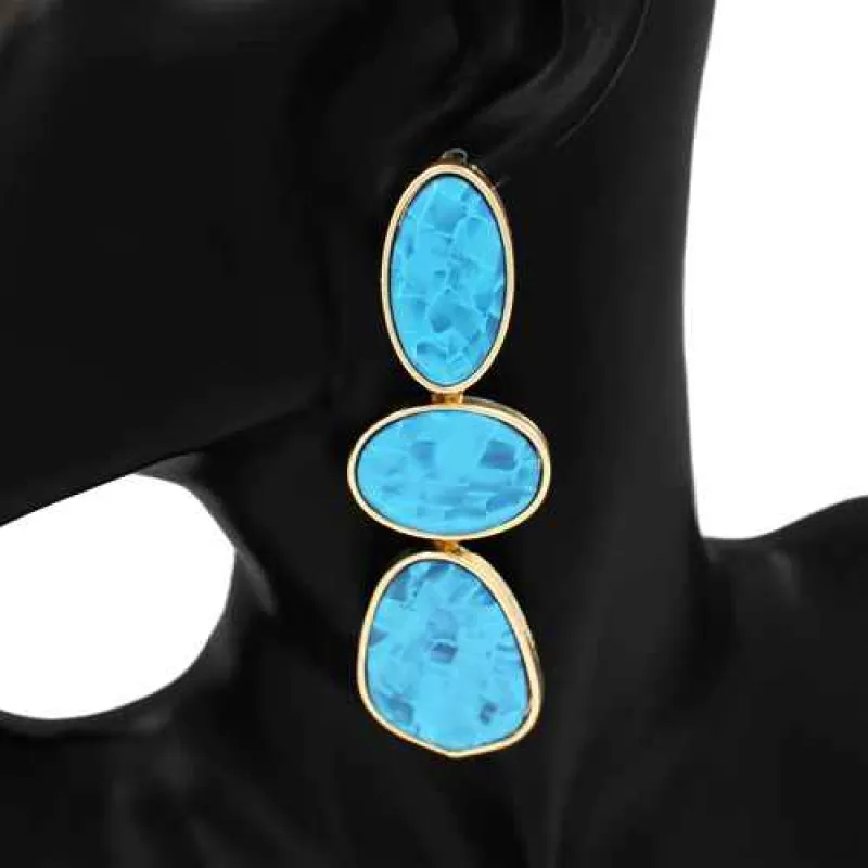GOLD BLUE EARRINGS ( 1134 GDBL ) made by Oh My Jewelry