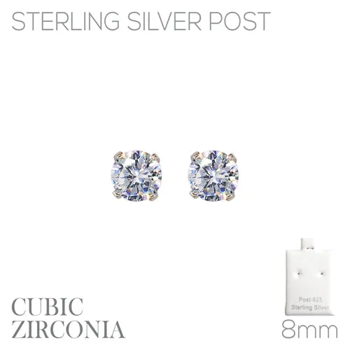 SILVER STUD POST EARRINGS ( 27472 8CRR ) sold by Oh My Jewelry