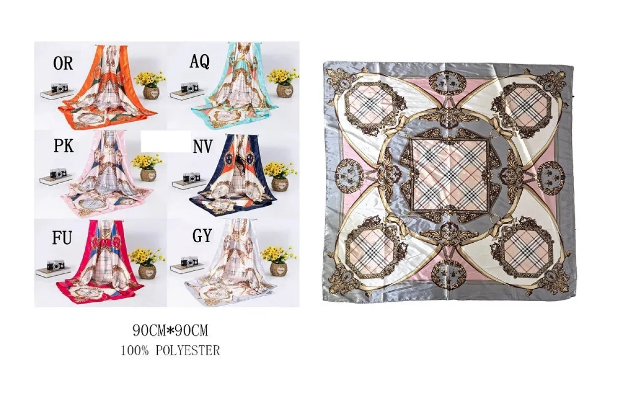 GRAY SQUARE SILK SCARF ( 0126 GY ) made by Oh My Jewelry