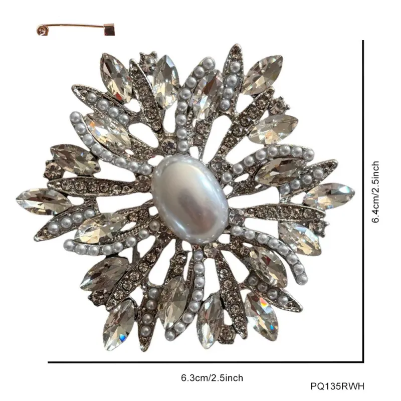 SILVER WHITE PEARL BROOCH ( 135 RWH ) made by Oh My Jewelry