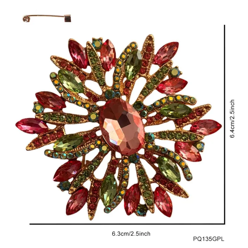 GOLD PINK GREEN BROOCH ( 135 GPL ) made by Oh My Jewelry