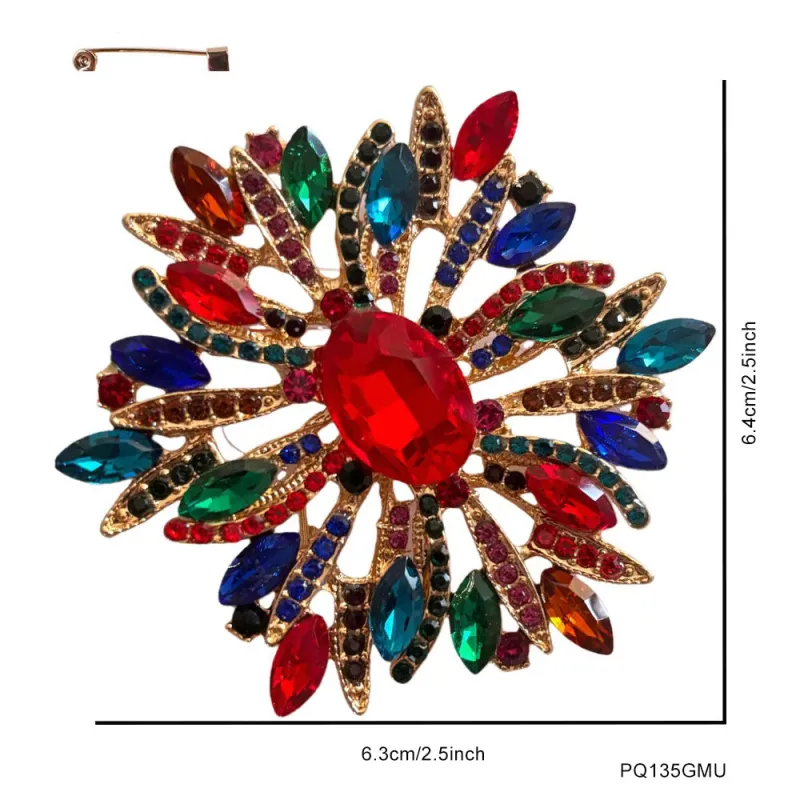 GOLD MULTICOLOR BROOCH ( 135 GMU ) made by Oh My Jewelry