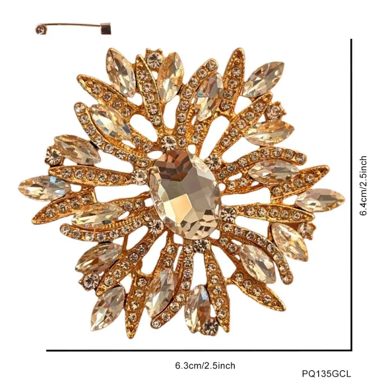 GOLD CLEAR BROOCH ( 135 GCL ) made by Oh My Jewelry