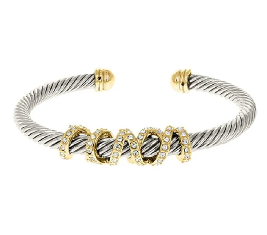 SILVER GOLD TWISTED CUFF BANGLE ( 1137 ) made by Oh My Jewelry