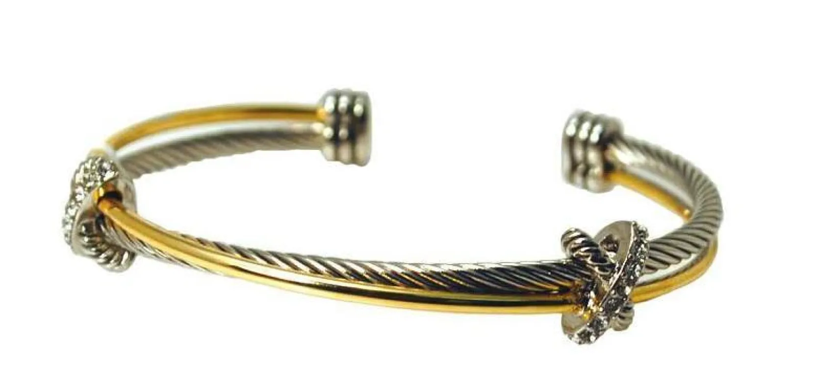 SILVER GOLD CUFF BANGLE  CROSSOVER(B1004) made by Oh My Jewelry