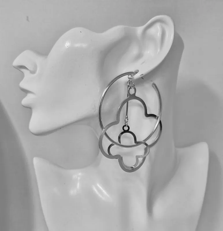 SILVER QUATREFOIL EARRINGS ( 10412 R ) made by Oh My Jewelry