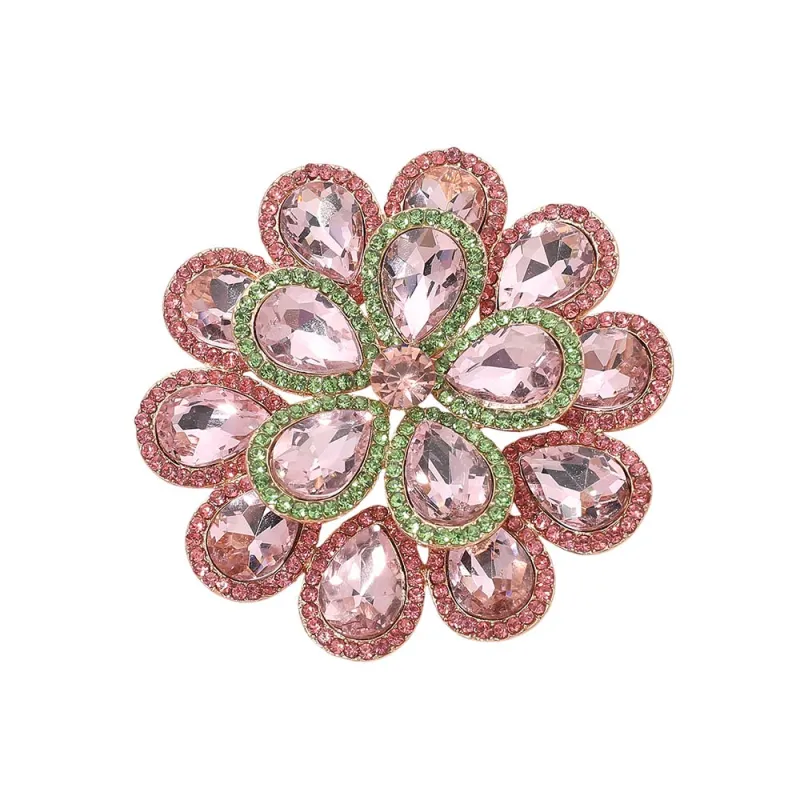 PINK GREEN FLOWER BROOCH ( 1617 PNG ) made by Oh My Jewelry