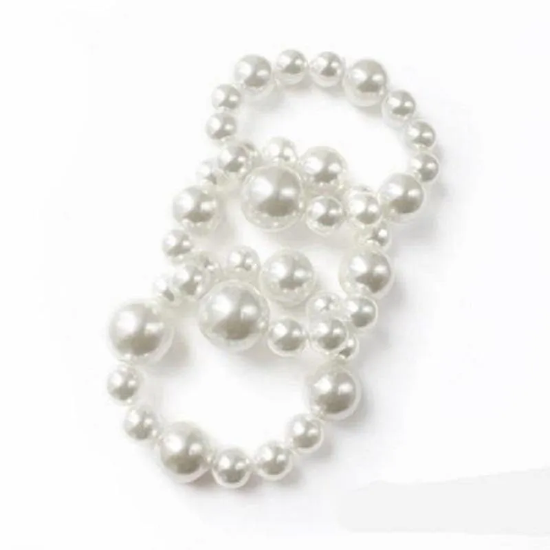 3 Piece WHITE Pearl Stretch Bracelets ( 001 WH ) made by Oh My Jewelry