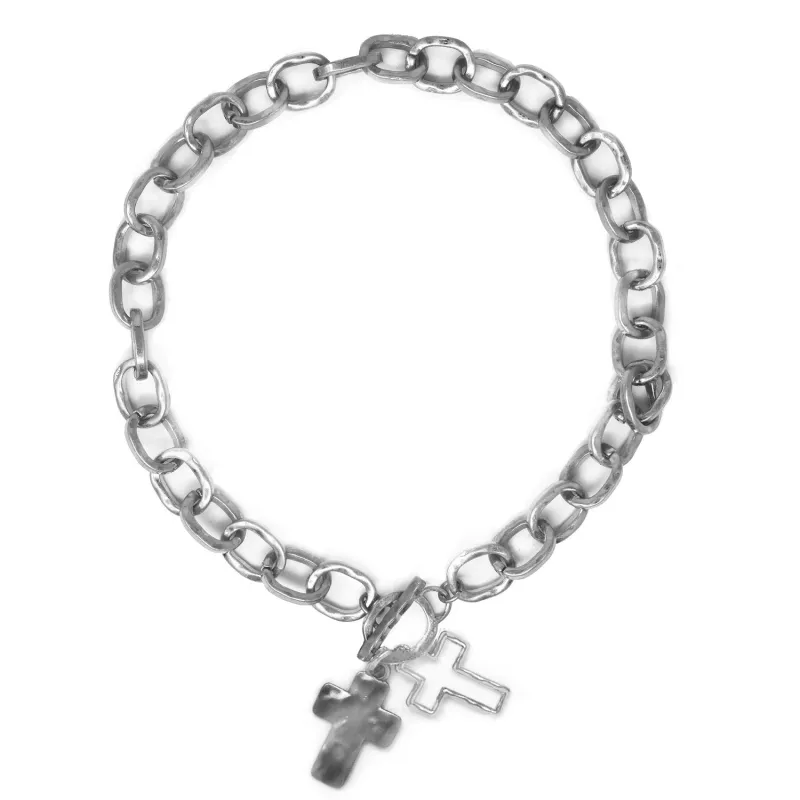 SILVER CROSS NECKLACE ( 4752 WSRH ) made by Oh My Jewelry